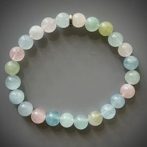 Soft multi color Morganite Handcrafted Bead Bracelet
